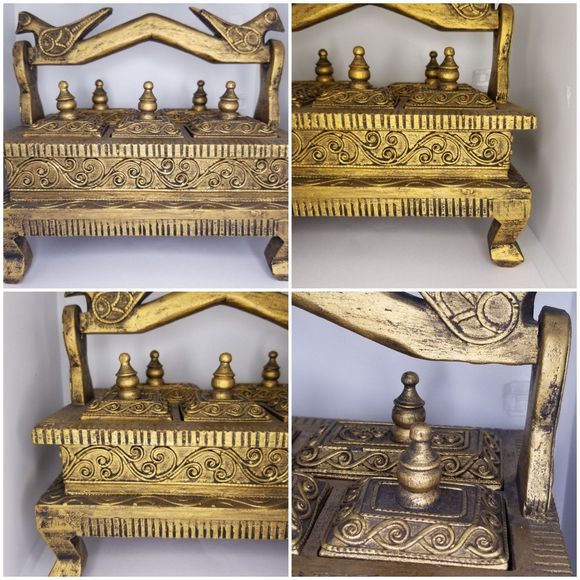 Vintage Handmade Wooden Kitchen Spice Box 5 Compartments - Picture 4 of 12